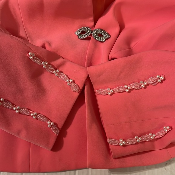 ♻️ Promise New York Pink White Beaded Blazer size 14 - Picture 6 of 10